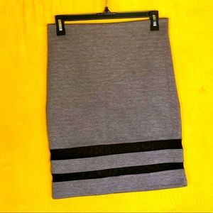 DIVIDED by H&M, Grey Tight Pencil Skirt with Mesh Black Stripes